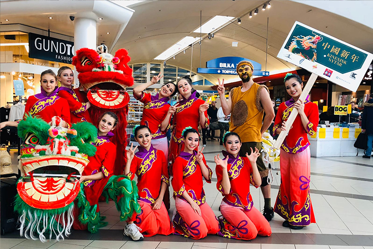 dancers in chinese costumes